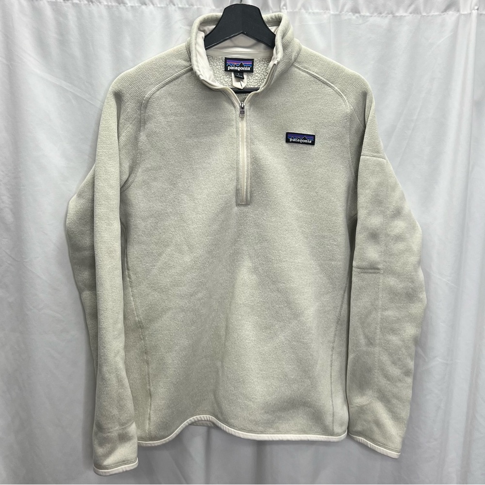 Patagonia Women's Better Sweater Quarter Zip in Raw Linen Cream Off-White Medium